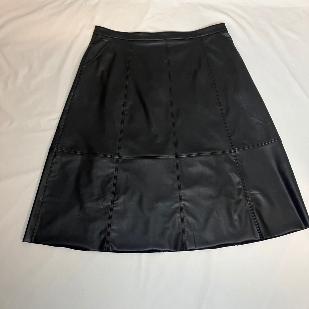 Cleo Soft Faux Leather Midi Skirt Black Size 16